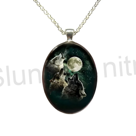 Nerezový náhrdelník s přívěškem vlk, vlků (BD779)