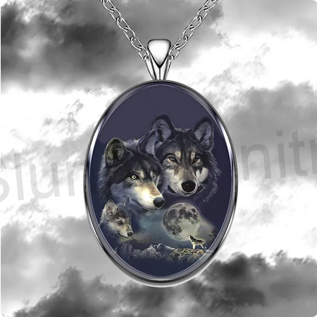Nerezový náhrdelník s přívěškem vlk, vlků (BD781)