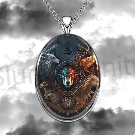 Nerezový náhrdelník s přívěškem vlk, vlků (BD783)