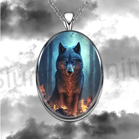 Nerezový náhrdelník s přívěškem vlk (BD784)