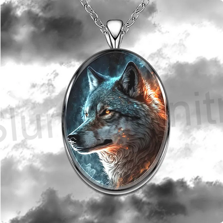 Nerezový náhrdelník s přívěškem vlk (BD787)