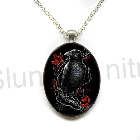 Nerezový náhrdelník s přívěškem Vrána (BD789)