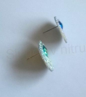 Puzetové paví peří kapka náušnice měnicí (BB754)