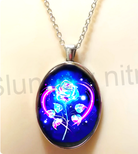 Nerezový náhrdelník s přívěškem růže (BD794)