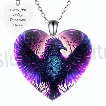 Nerezový náhrdelník s přívěškem srdce orel (BD802)