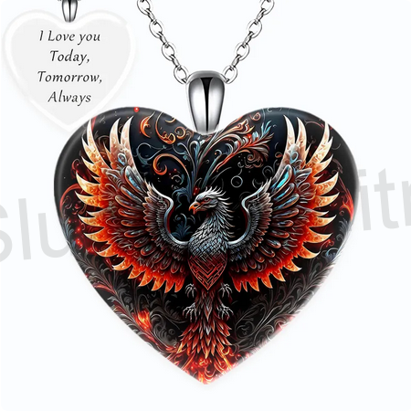 Nerezový náhrdelník s přívěškem srdce orel (BD803)