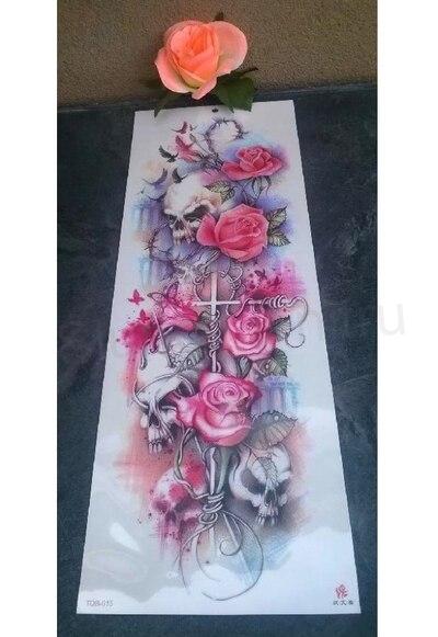 Voděodolné, dočasné tetovaní růže, lebka (E872)