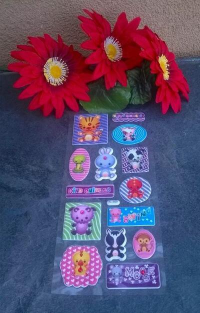 Pěnová 3D dekorace, nálepka, samolepka zviřátka s kamínky více druhů (E878)