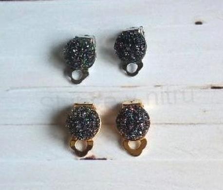 Náušnice klipsy šedo zelená (BB777)