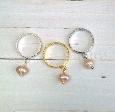 Nastavitelný minerální prsten s pravou perlou (X1763)