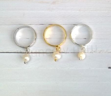 Nastavitelný minerální prsten s pravou perlou (X1764)