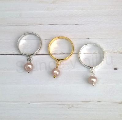 Nastavitelný minerální prsten s pravou perlou (X1765)