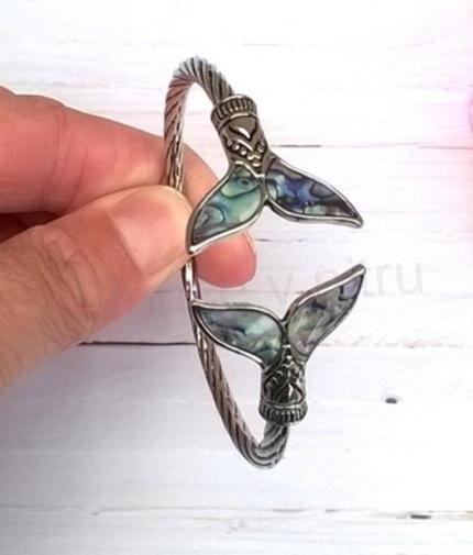 Minerální náramek rybí ploutev a mušle Paua (X1770)