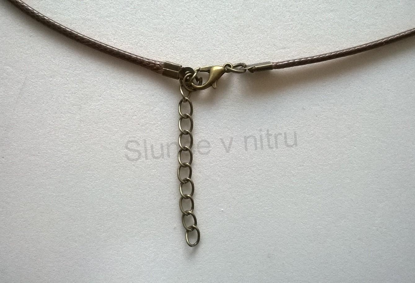 Kožená šňůrka s karabinkou splétaná 50 cm, šířka 2,2 mm (N15)