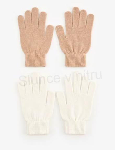 Pletené jednobarevné prstové rukavice hnědé (K381)