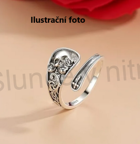 Otevřený zdobený prsten Lebka, skull (BP417)