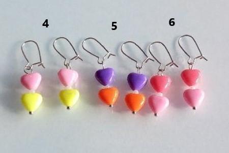 Drobné visací náušnice srdíčka - růžová (BB783)