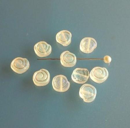 Skleněný tvarovaný korálek šnek 9,5 x 8,5 mm - 10 kusů (AC618)