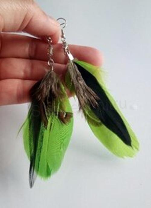 Dlouhé etnické náušnice Bohemia - Peříčkové s ozdobou (BB786)