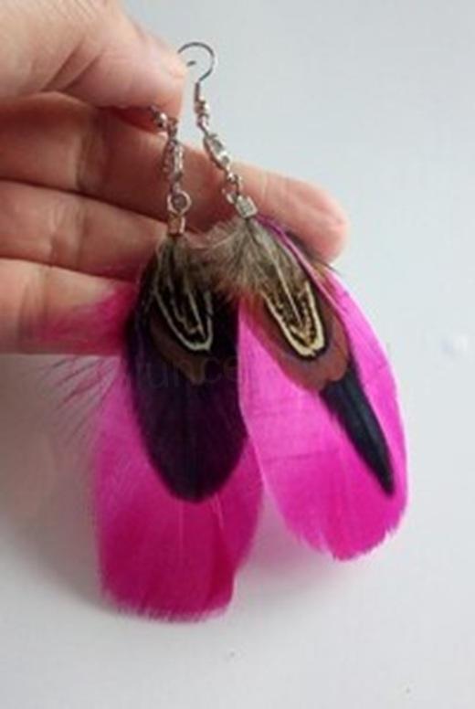 Dlouhé etnické náušnice Bohemia - Peříčkové s ozdobou (BB787)