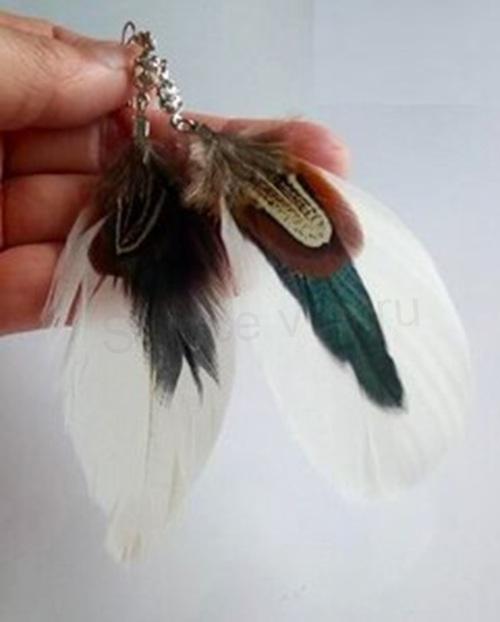 Dlouhé etnické náušnice Bohemia - Peříčkové s ozdobou (BB789)