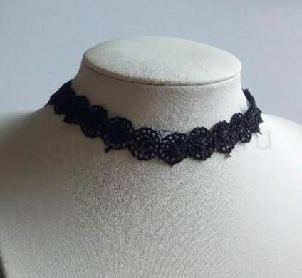 Náhrdelník choker krajkový černý (BD832)
