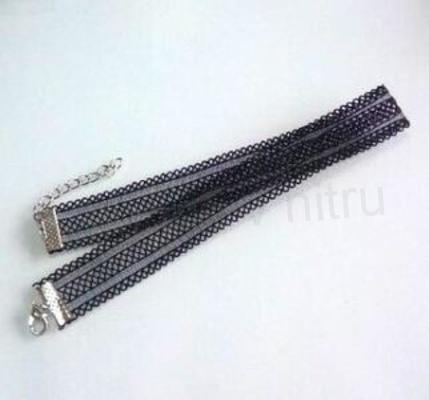 Náhrdelník choker černý ozdobná krajka (BD845)