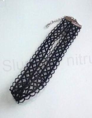 Náhrdelník choker černý krajka ozdobná (BD846)