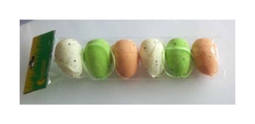 Velikonoční kropenatá vajíčka na zavěšení 6 kusů (V190)