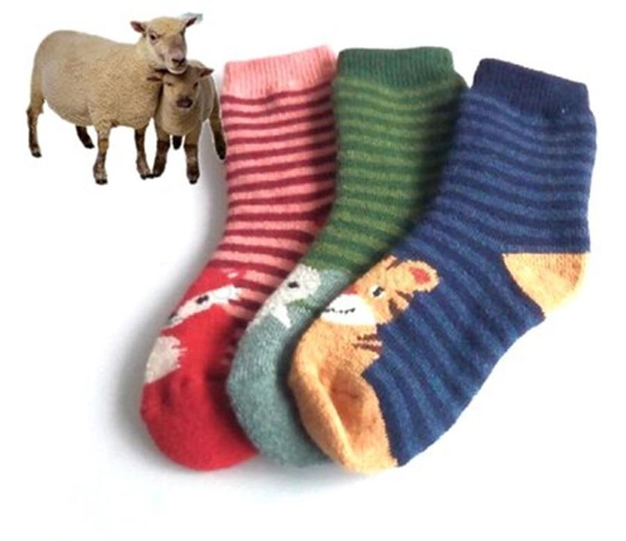 Dětské ovčí ponožky Merino zvířátka – 6 párů, vel. 28–29 (W206)