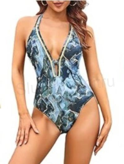 Dámské jednodílné plavky Mooncore – Push Up, výstřih do V (XL / EU 42) (K404)