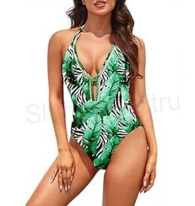 Dámské jednodílné plavky Mooncore – Push Up, výstřih do V (M / EU 38) (K408)