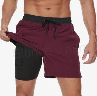 Pánské plavky Arcweg – 2v1 s kompresní podšívkou, bordo (XL / EU 42–44) (K415)