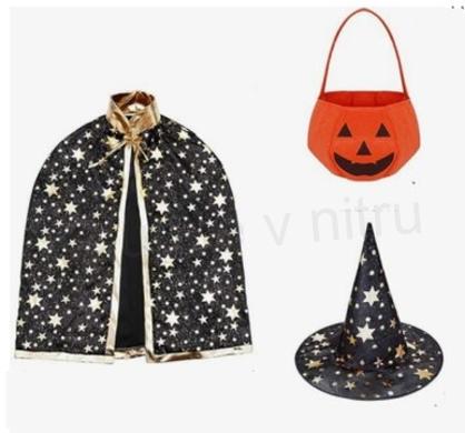 Dětský čaroděj kostým s kloboukem věk 3 - 12 let (W215)