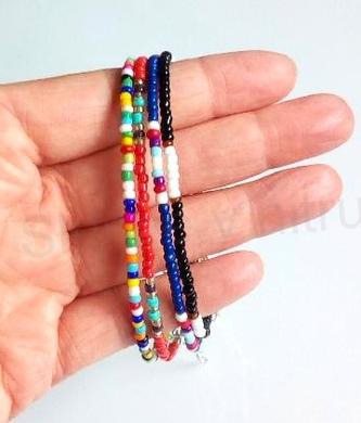 Korálkový náramek na nohu, kotnik červený (BC576)