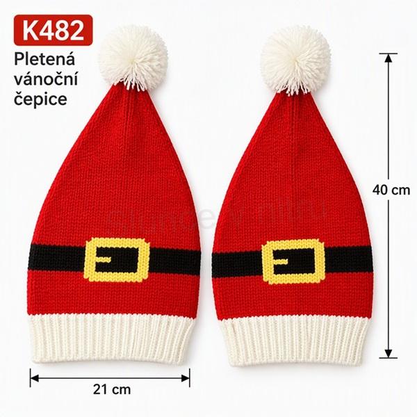 Pletená vánoční čepice 21 x 40 (K482)