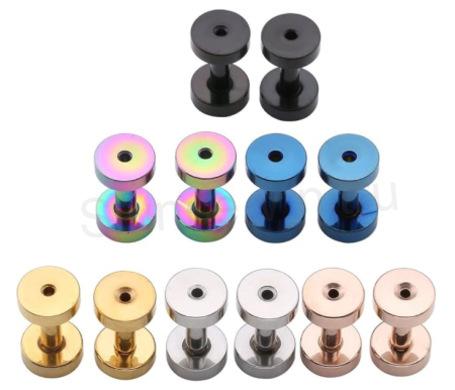 Falešný plug do ucha z nerez oceli 7 mm modrý (BB811)