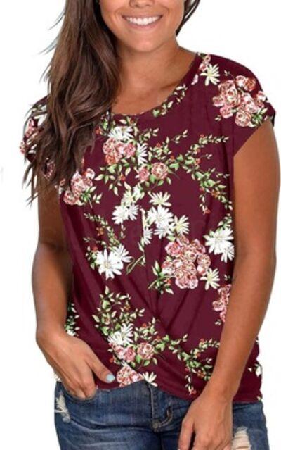 Dámská květinová halenka s krátkým rukávem velikost M (K486)