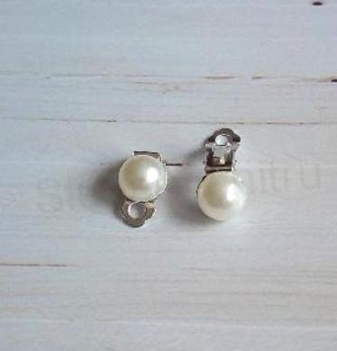 Náušnice klipsy s perleťovou perlou bílé 10 mm (BB818)