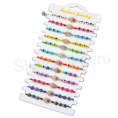 Šňůrkový náramek na ruku Swarovski elements ruka Fatimy - hamsa s okem světle růžový (BC582)
