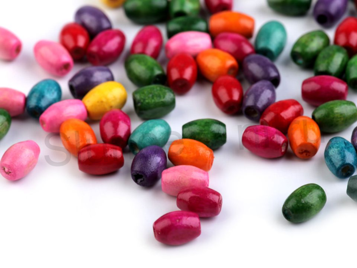 Dřevěné korálky 5 x 8 mm barevný mix - 80 kusů (AC84)