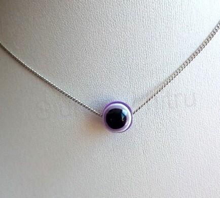 Řetízkový náhrdelník s fialovým okem 10 mm (BD866)
