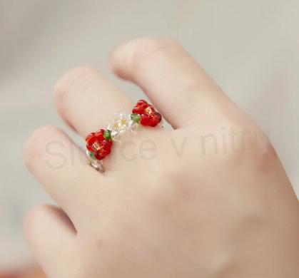 Korálkový květinový prsten (BP435)