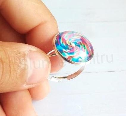 Nastavitelný prsten duhová mandala - 18 mm (BP446)