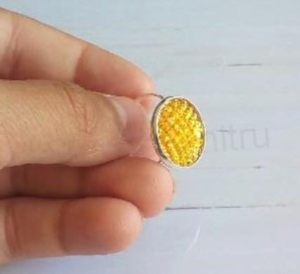 Nastavitelný prsten kamínkový žlutý tmavý - 18 mm (BP451)