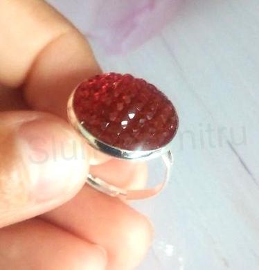 Nastavitelný prsten kamínkový růžové červený - 18 mm (BP455)