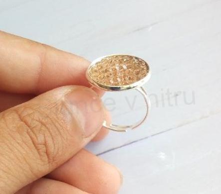 Nastavitelný prsten kamínkový béžový - 18 mm (BP456)