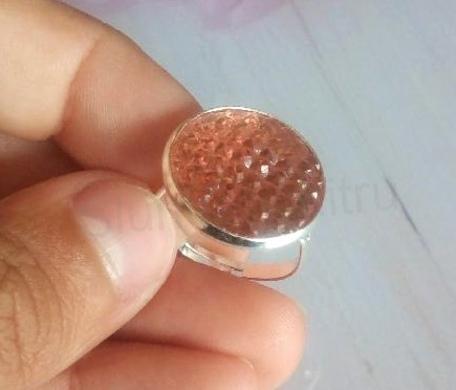 Nastavitelný prsten kamínkový pomerančový - 18 mm (BP457)