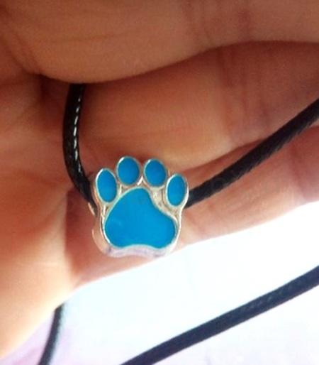 Šňůrkový náhrdelník s přívěskem pandora tlapka modrá (BD875)