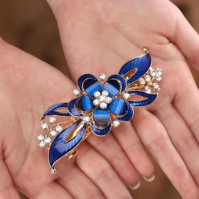 Vellká květinová spona do vlasů Claw Clip, osázená štrasovými kamínky (H607)